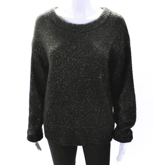A.L.C. Bowen Cross Back SOFT Merino Wool Alpaca Black Gold Metallic Sweater S - Picture 5 of 10